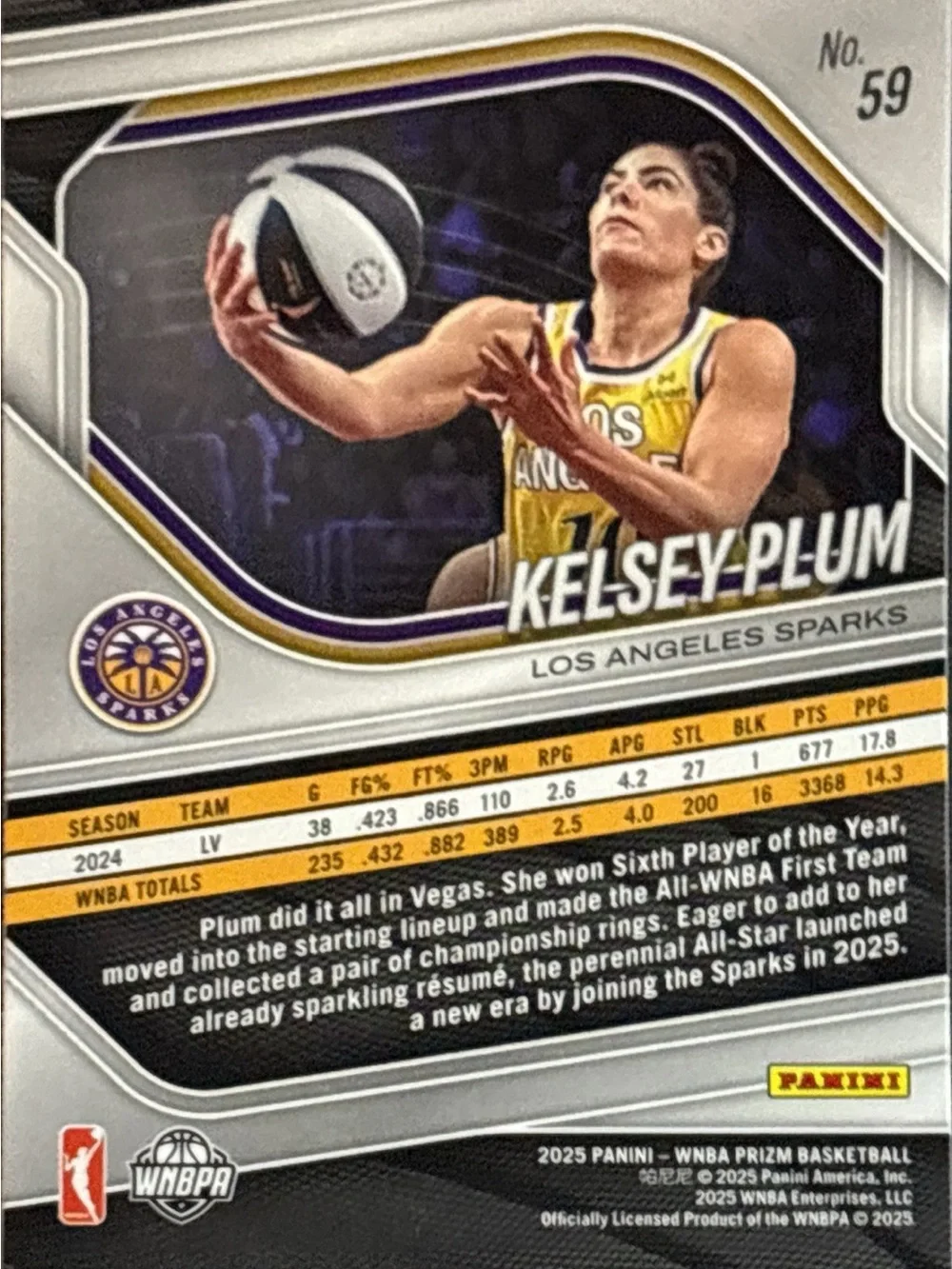 Kelsey Plum Los Angeles Sparks Basketball Card